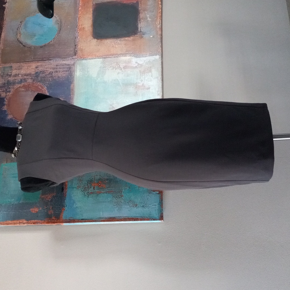 Calvin Klein Charcoal Grey Sleeveless Midi Dress Bodycon Dress Size 2 - Picture 3 of 14